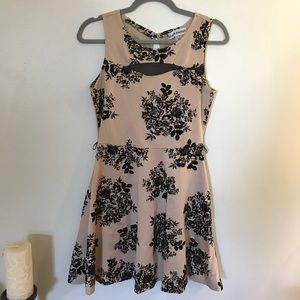 Almost Famous Nude Dress with Black Velvet Detail